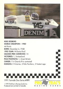 1991 ProTrac's Formula One #191 Keke Rosberg Back