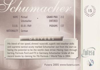 2005 Futera Grand Prix #15 Michael Schumacher Back