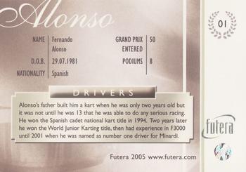 2005 Futera Grand Prix #01 Fernando Alonso Back