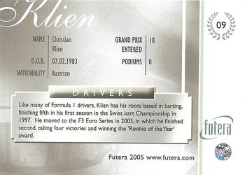 2005 Futera Grand Prix #09 Christian Klien Back