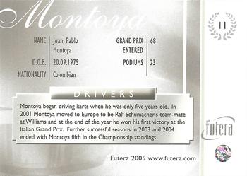 2005 Futera Grand Prix #11 Juan Pablo Montoya Back