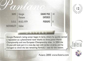 2005 Futera Grand Prix #12 Giorgio Pantano Back