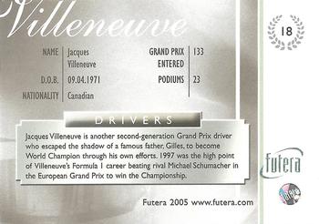 2005 Futera Grand Prix #18 Jacques Villeneuve Back