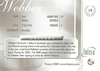 2005 Futera Grand Prix #19 Mark Webber Back