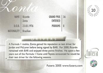 2005 Futera Grand Prix #20 Ricardo Zonta Back