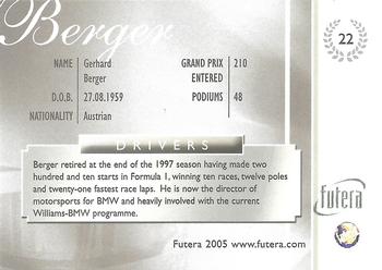 2005 Futera Grand Prix #22 Gerhard Berger Back
