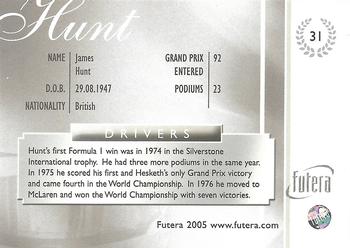 2005 Futera Grand Prix #31 James Hunt Back