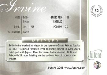 2005 Futera Grand Prix #32 Eddie Irvine Back