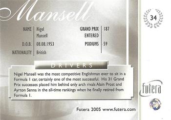2005 Futera Grand Prix #34 Nigel Mansell Back