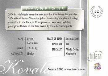 2005 Futera Grand Prix #52 Heikki Kovalainen Back