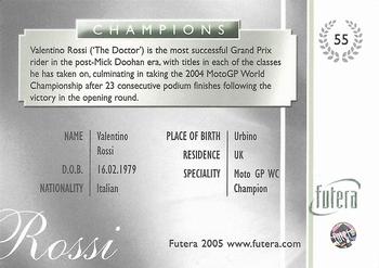 2005 Futera Grand Prix #55 Valentino Rossi Back
