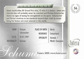 2005 Futera Grand Prix #56 Michael Schumacher Back