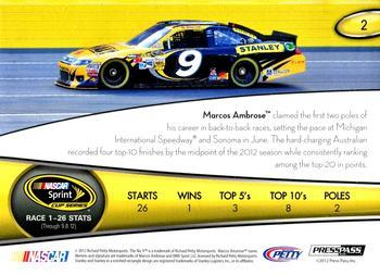 2013 Press Pass - Color Proof Yellow #2 Marcos Ambrose Back
