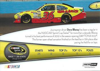 2013 Press Pass - Color Proof Yellow #5 Dave Blaney Back
