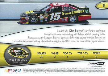 2013 Press Pass - Color Proof Yellow #6 Clint Bowyer Back