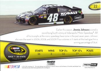 2013 Press Pass - Color Proof Yellow #22 Jimmie Johnson Back