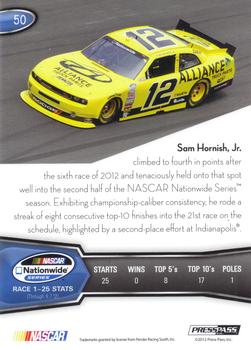 2013 Press Pass - Color Proof Yellow #50 Sam Hornish Jr. Back
