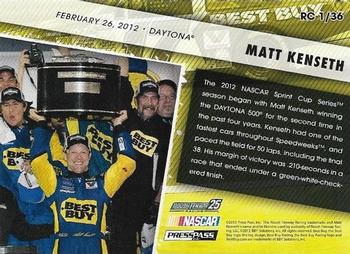 2013 Press Pass - Racing Champions #RC  1 Matt Kenseth Back