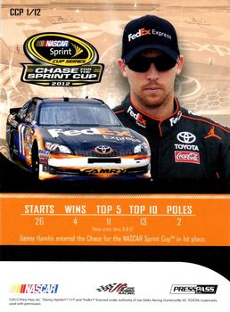 2012 Press Pass - Cup Chase Prizes #CCP 1 Denny Hamlin Back