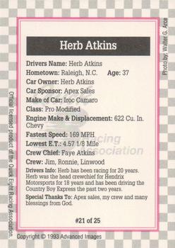 1993 Advanced Images Quick Eight  #21 Herb Atkins's Car Back