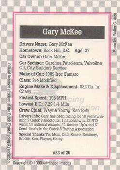 1993 Advanced Images Quick Eight  #23 Gary McKee's Car Back