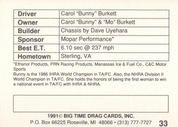 1991 Big Time Drag #33 Bunny Burkett Back