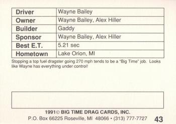 1991 Big Time Drag #43 Wayne Bailey Back