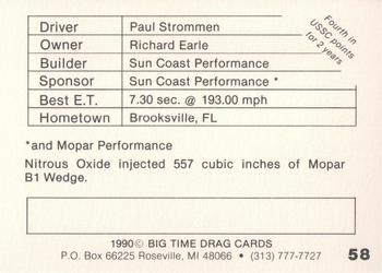 1990 Big Time Drag #58 Paul Strommen Back