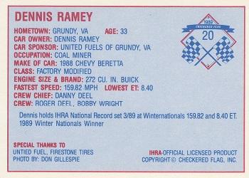 1989 Checkered Flag IHRA #20 Dennis Ramey Back