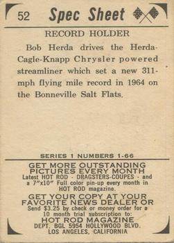 1965 Donruss Spec Sheet #52 Record Holder Back