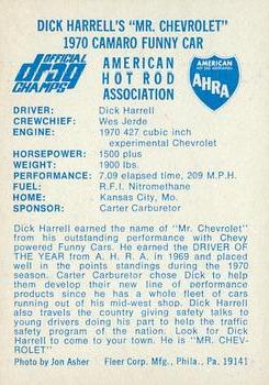 1971 Fleer AHRA Drag Champs #NNO Dick Harrell Back