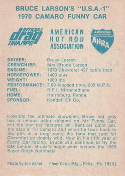 1971 Fleer AHRA Drag Champs #NNO Bruce Larson Back