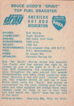 1971 Fleer AHRA Drag Champs #NNO Bob Murray Back