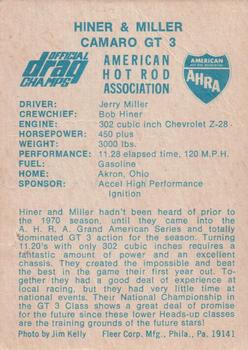 1971 Fleer AHRA Drag Champs #NNO Jerry Miller's car Back