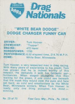 1972 Fleer AHRA Drag Nationals #29 Tom Hoover Back