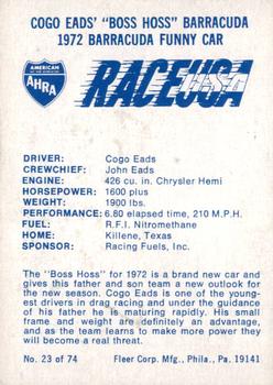 1973 Fleer AHRA Race USA #23 Cogo Eads Back