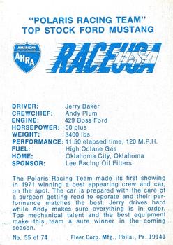 1973 Fleer AHRA Race USA #55 Jerry Baker Back