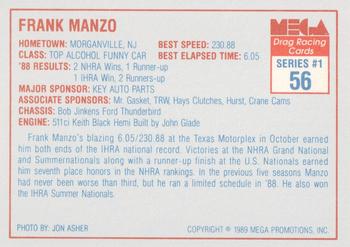 1989 Mega Drag #56 Frank Manzo Back