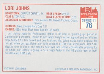 1989 Mega Drag #76 Lori Johns Back