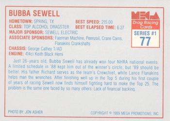 1989 Mega Drag #77 Bubba Sewell Back