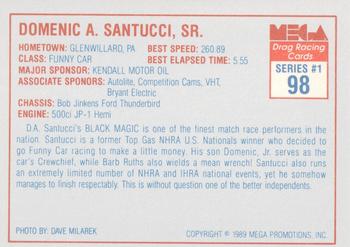1989 Mega Drag #98 Dominic Santucci Sr. Back