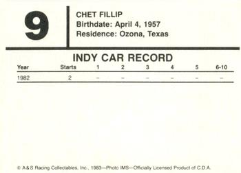 1983 A & S Racing Indy #9 Chet Fillip Back