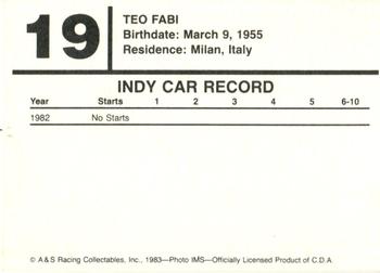 1983 A & S Racing Indy #19 Teo Fabi Back