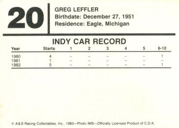 1983 A & S Racing Indy #20 Greg Leffler Back