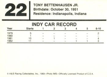 1983 A & S Racing Indy #22 Tony Bettenhausen Back