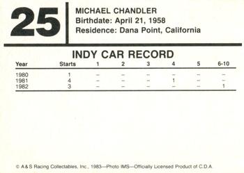 1983 A & S Racing Indy #25 Michael Chandler Back