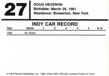 1983 A & S Racing Indy #27 Doug Heveron Back