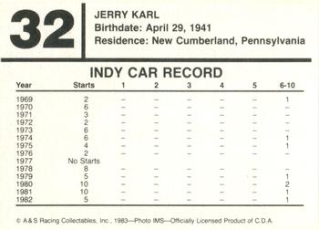 1983 A & S Racing Indy #32 Jerry Karl Back