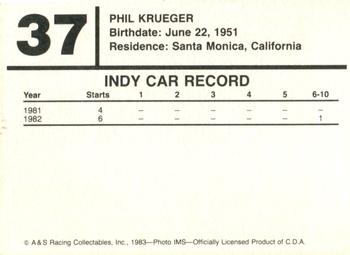 1983 A & S Racing Indy #37 Phil Krueger Back