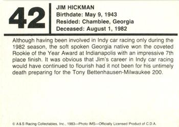 1983 A & S Racing Indy #42 Jim Hickman Back